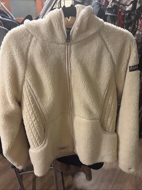 Napapijri Cream Sherpa Fleece Zip Jacket
